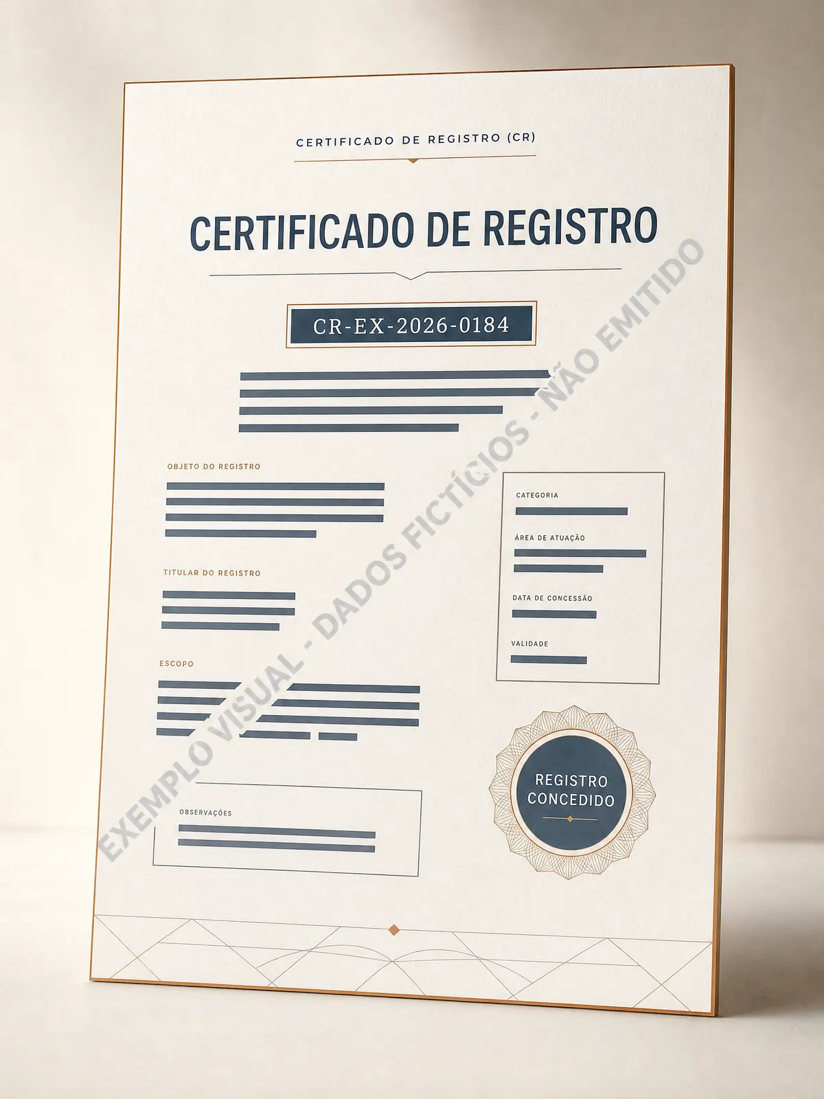Documento ilustrativo de certificado de registro