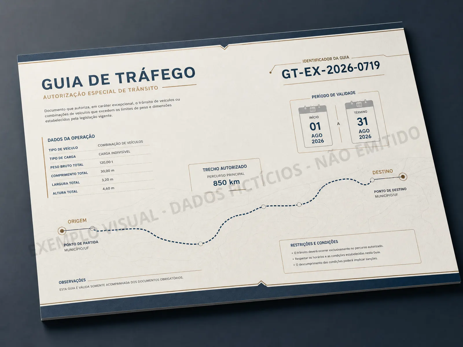Documento ilustrativo de guia de tráfego